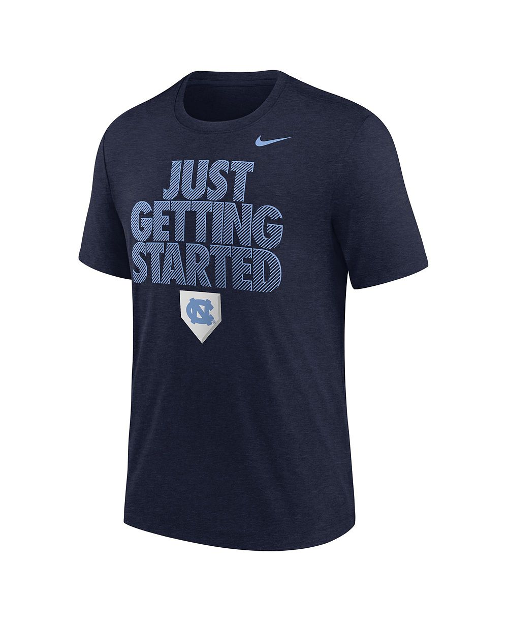Мужская футболка Nike Heather Navy North Carolina Tar Heels 2026 NCAA Baseball Men's College World Series Dugout Tri-Blend