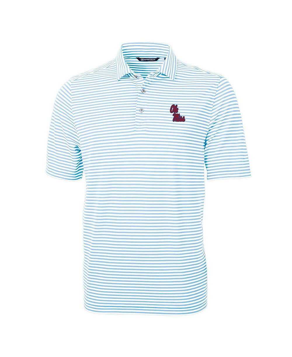 Cutter & Buck Men's Powder Blue Ole Miss Rebels Virtue Eco Pique Stripe Polo Shirt