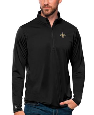 Antigua Men's Black New Orleans Saints Tribute Quarter-Zip Lightweight Pullover