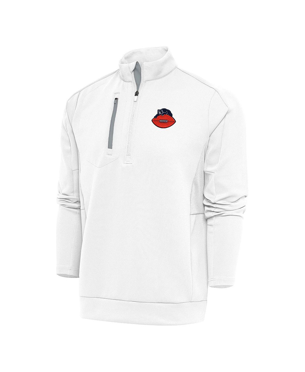 Мужской джемпер Antigua White Chicago Bears Team Logo Throwback Generation Quarter-Zip Pullover