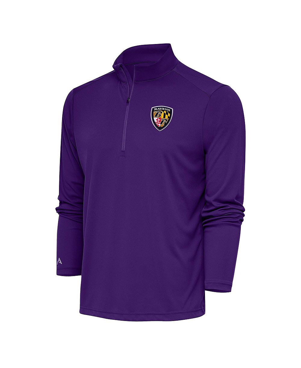 Мужское полупрозрачное худи Antigua Purple Baltimore Ravens Team Logo Throwback Tribute Quarter-Zip Pullover