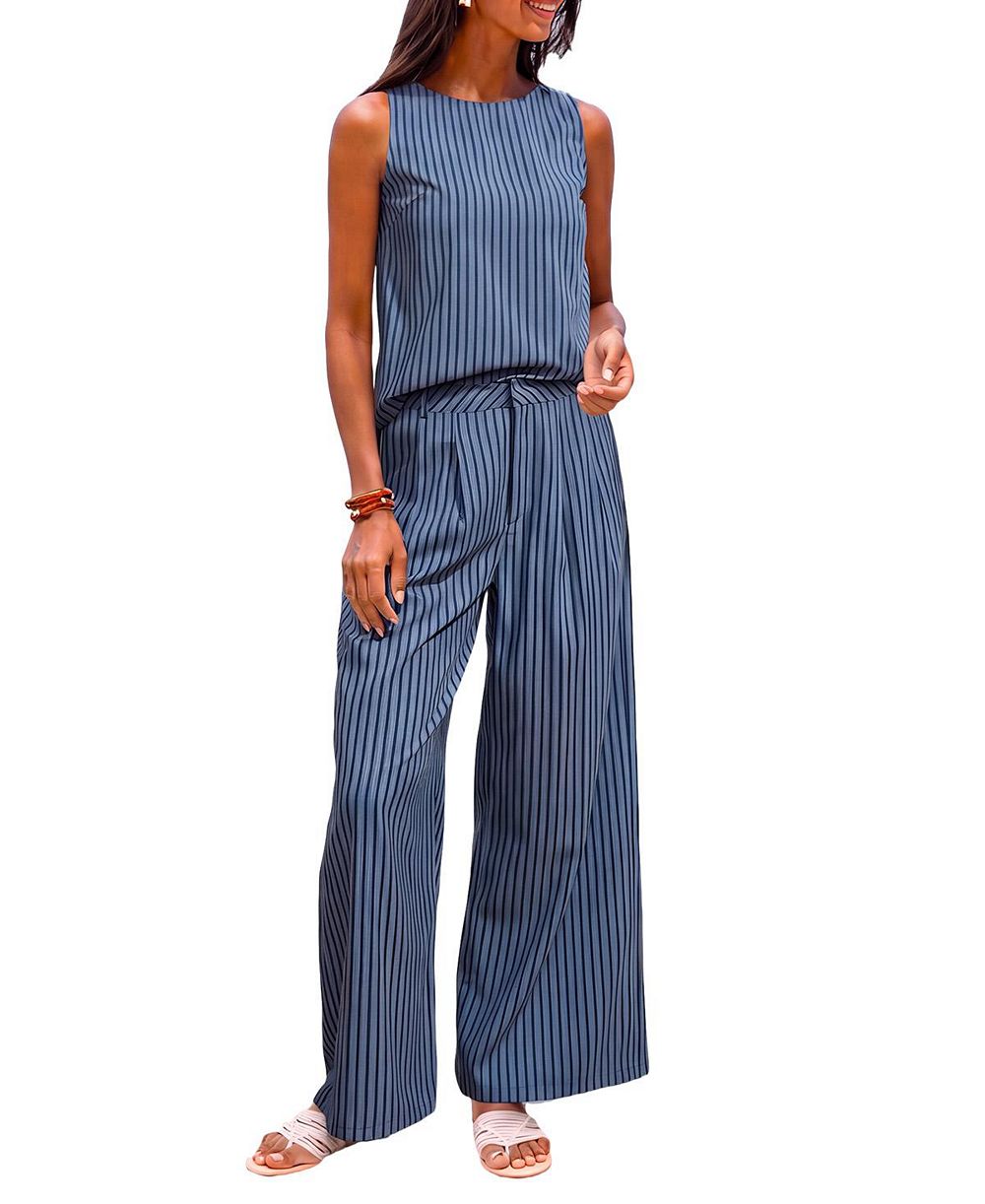 Cupshe Женский Vertical Stripe Sleeveless Top and Wide Leg Pants Matching Set
