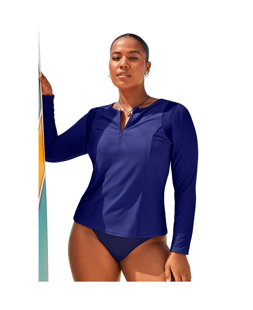 Рашгард Swimsuits for All Women's Chlorine Resistant Quick-Dry 1/4 Zip Long Sleeve
