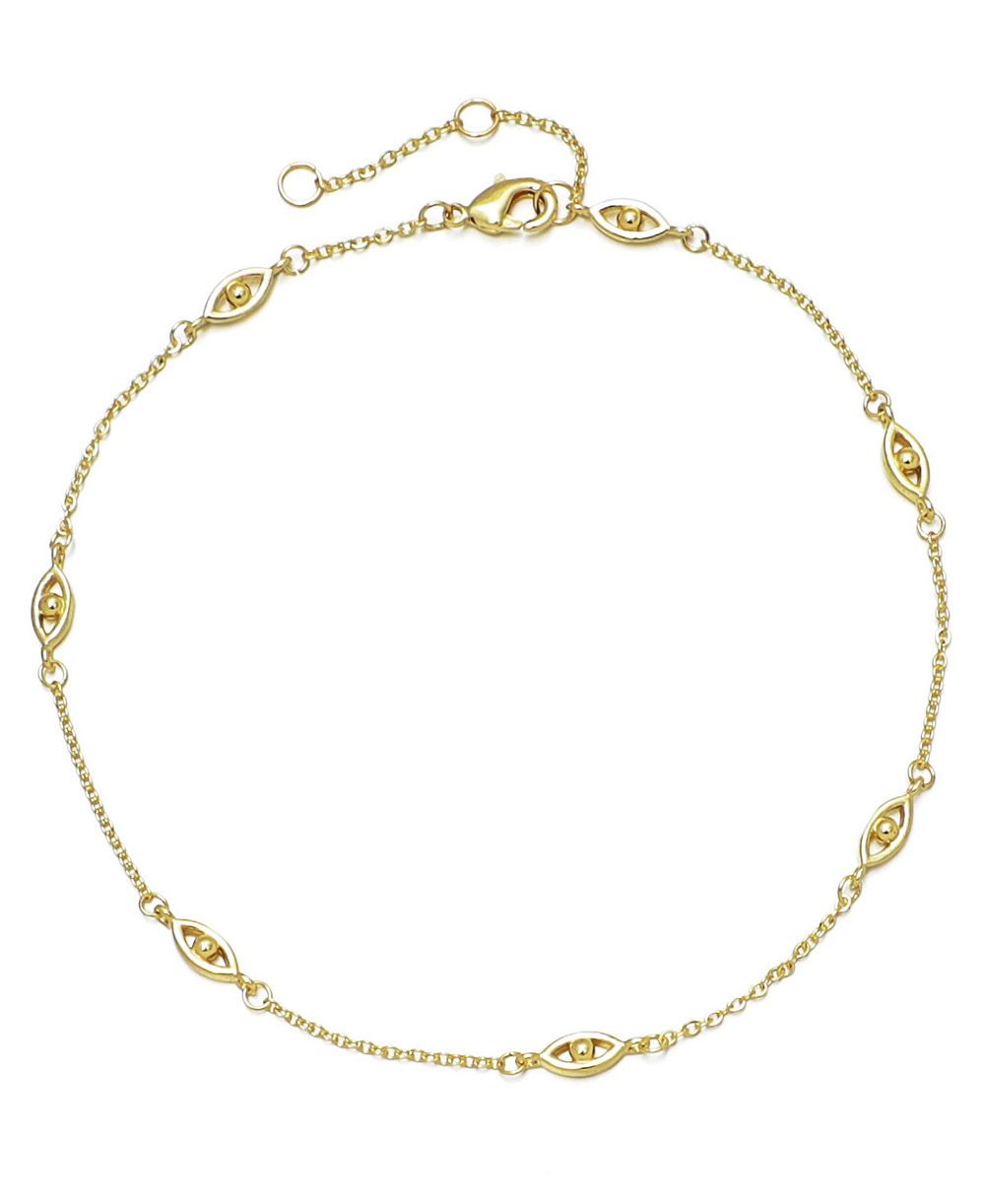 Золотой браслет-анклет ADORNIA Gold Evil Eye Station