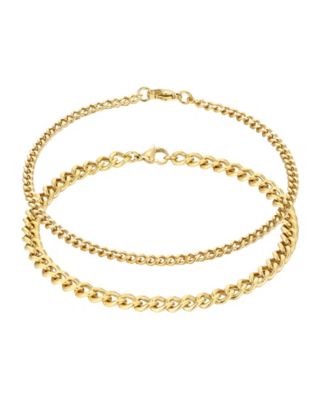 Комплект браслетов на ногу ADORNIA Gold Curb Chain 2.6mm и 3.5mm Tarnish Resistant