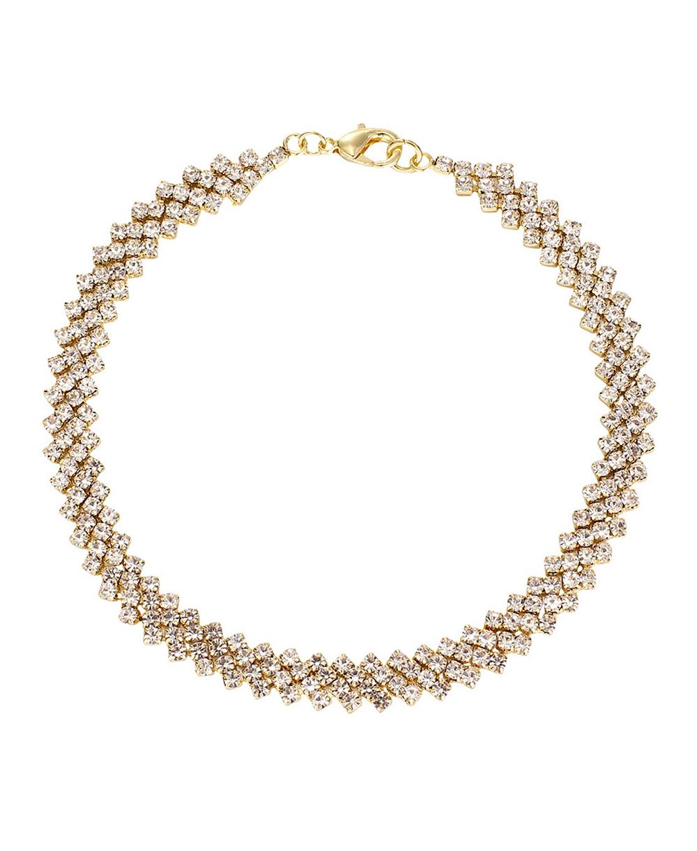 ADORNIA Gold Edgy Curb Crystal Chain Anklet