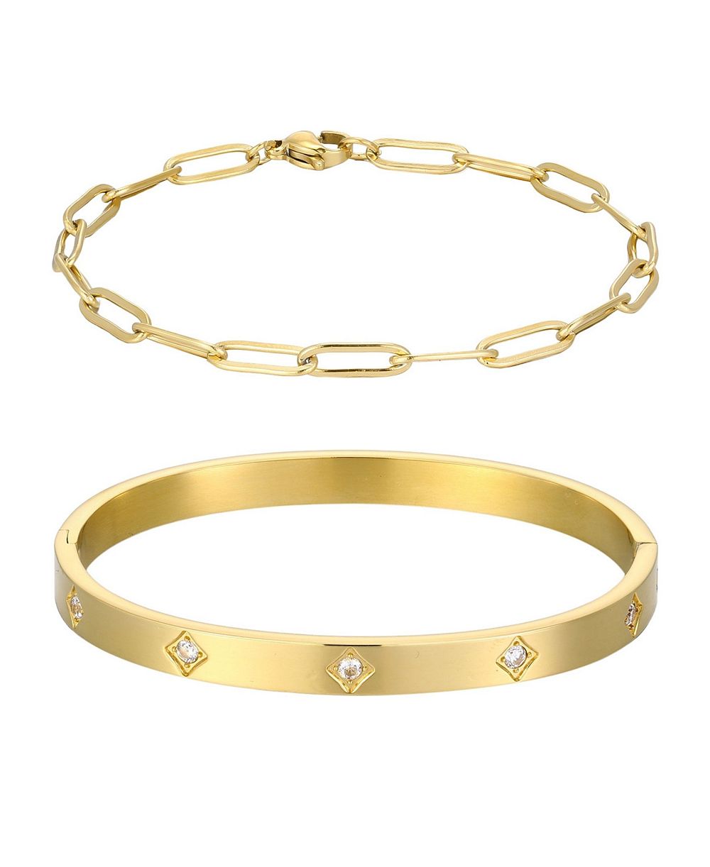Набор ADORNIA Gold Paperclip Chain and Star Cuff, 2 шт
