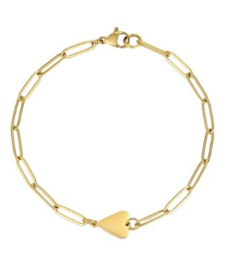 ADORNIA Tarnish Resistant Gold Sideways Heart Paperclip Chain Bracelet