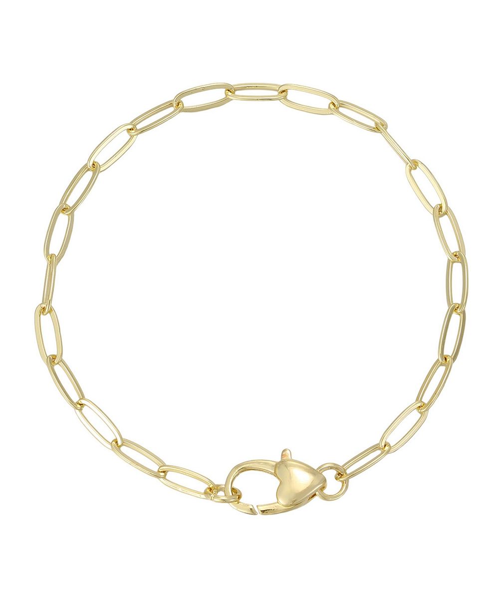 Браслет ADORNIA Gold Heart Lock Paperclip Chain