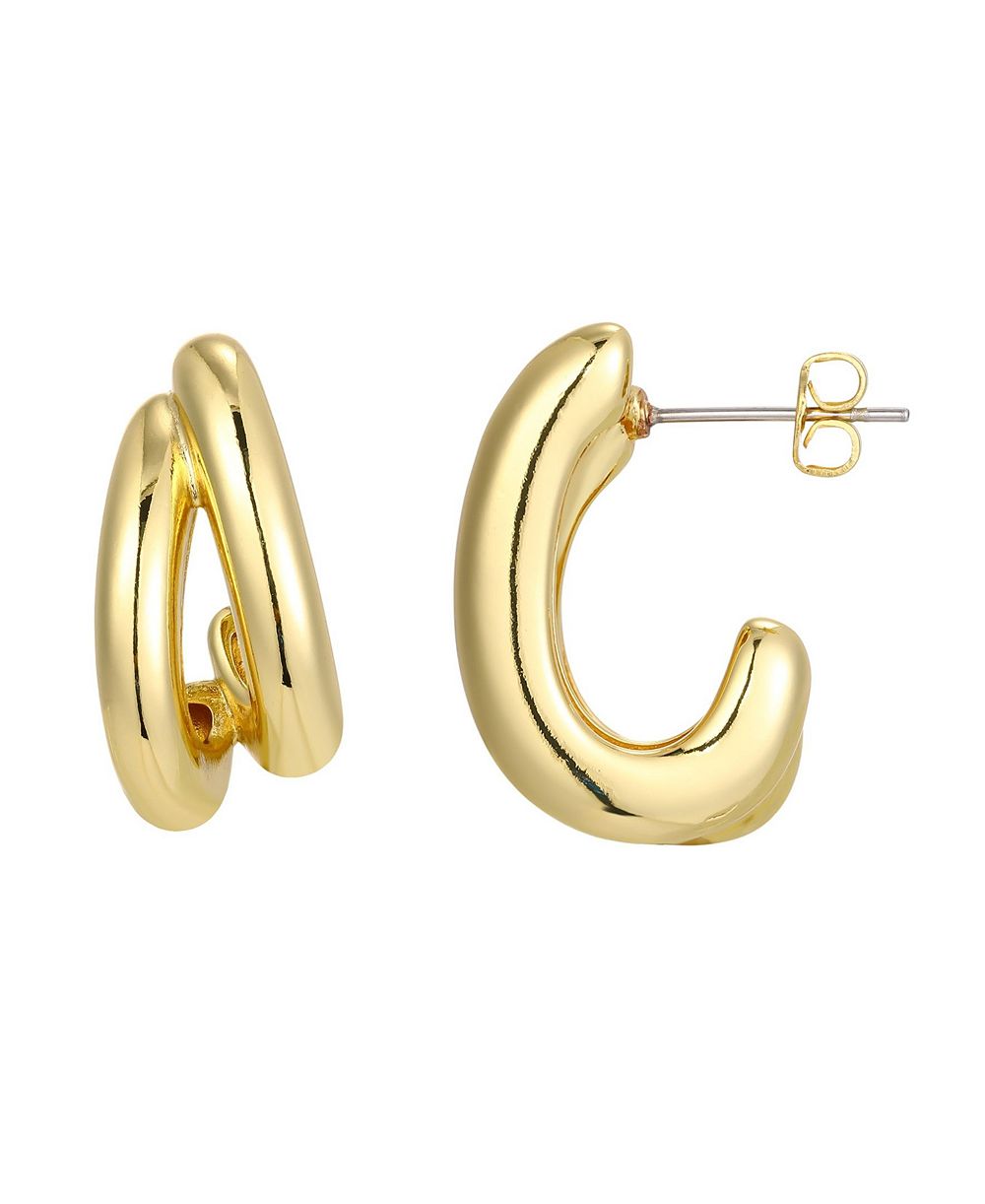 ADORNIA Gold-Plated Double Hoop Earrings