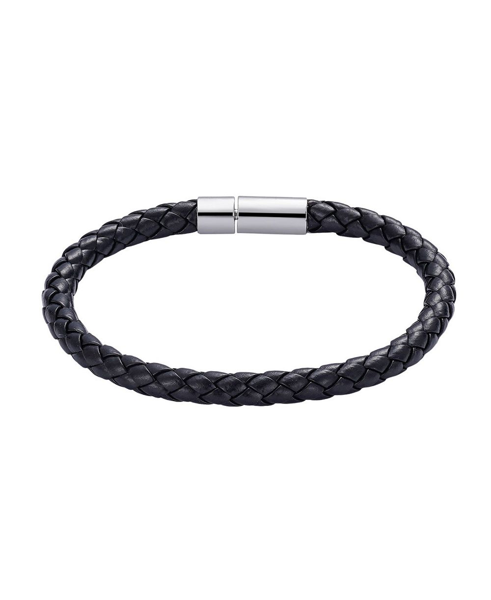 ADORNIA Мужской Black Polyurethane Leather Rope Chain Bracelet