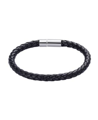 ADORNIA Мужской Black Polyurethane Leather Rope Chain Bracelet