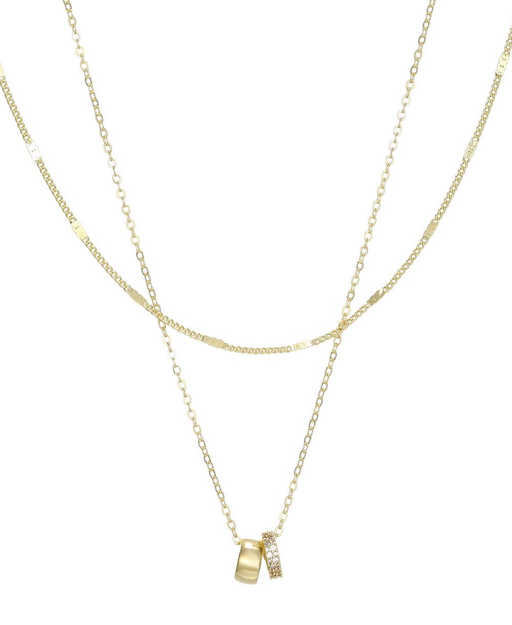 ADORNIA Набор из 2-х колье, позолоченное золото 14k