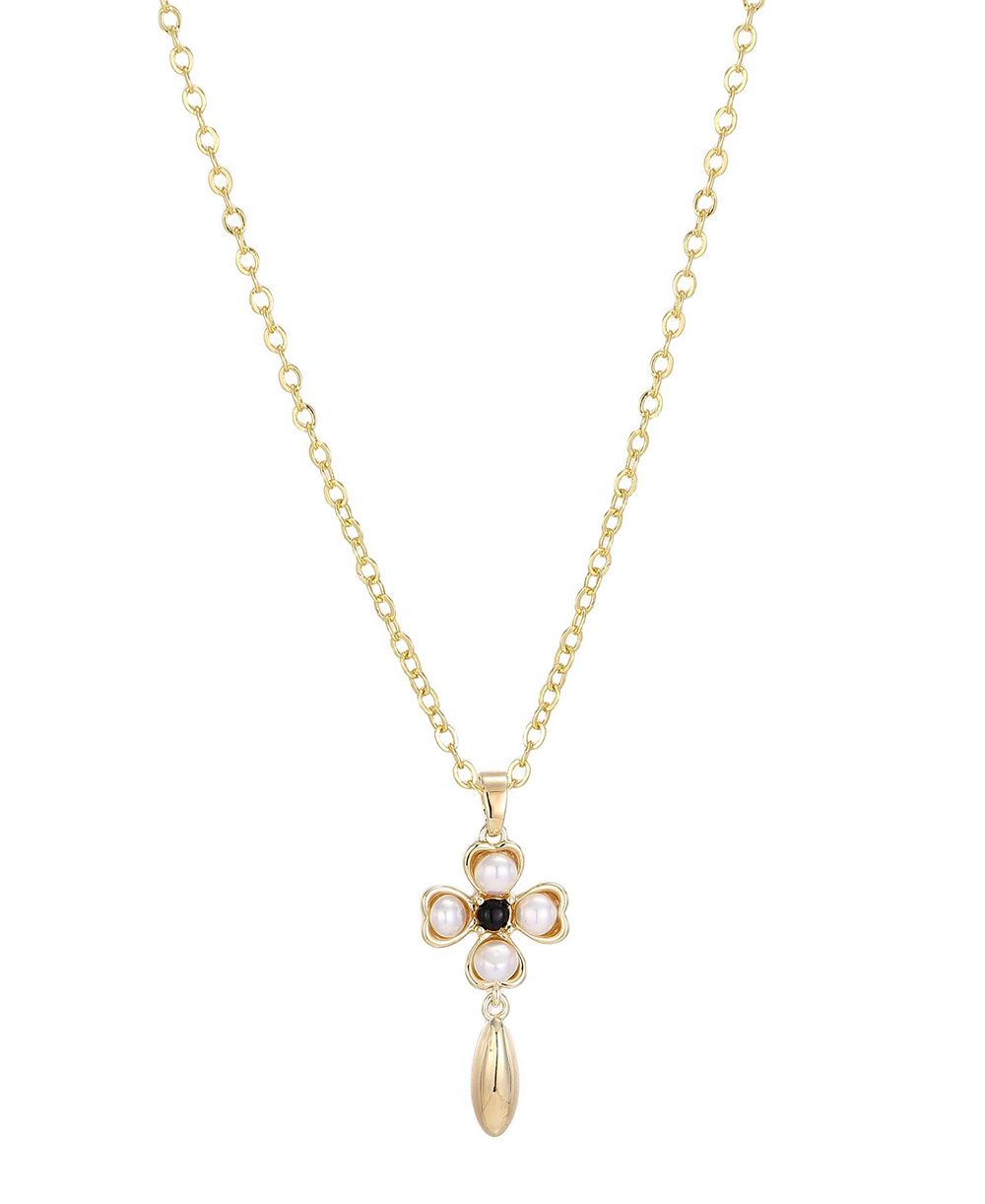 Подвеска ADORNIA Gold Natural Freshwater Pearl Inlay Flower