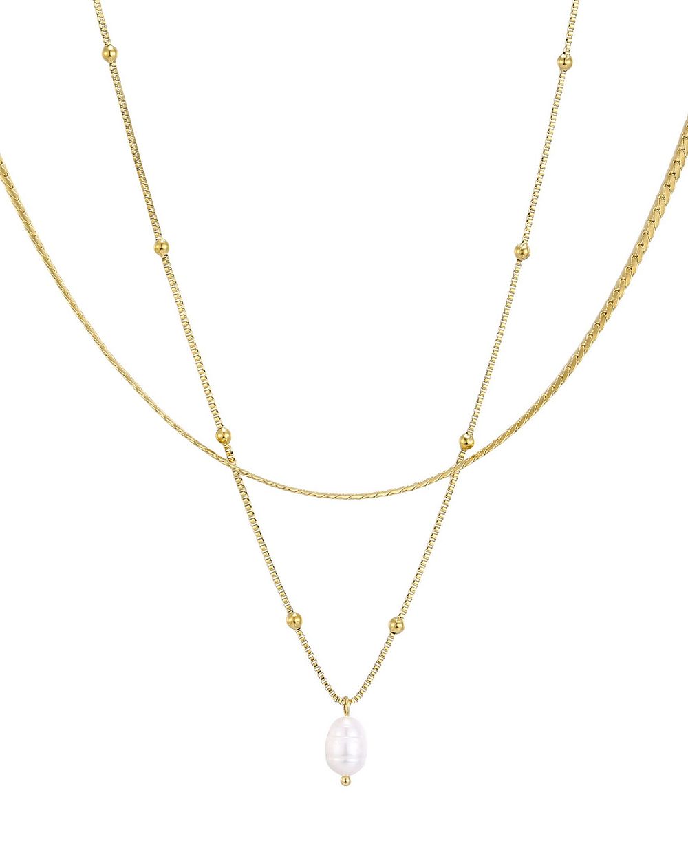 ADORNIA ожерелье из жемчуга Freshwater Gold Set of 2 Tarnish Resistant