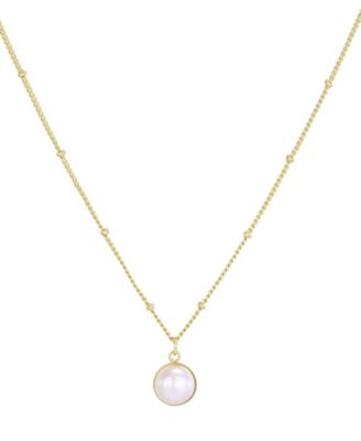 Подвеска-ожерелье ADORNIA Gold Natural Freshwater Pearl Button