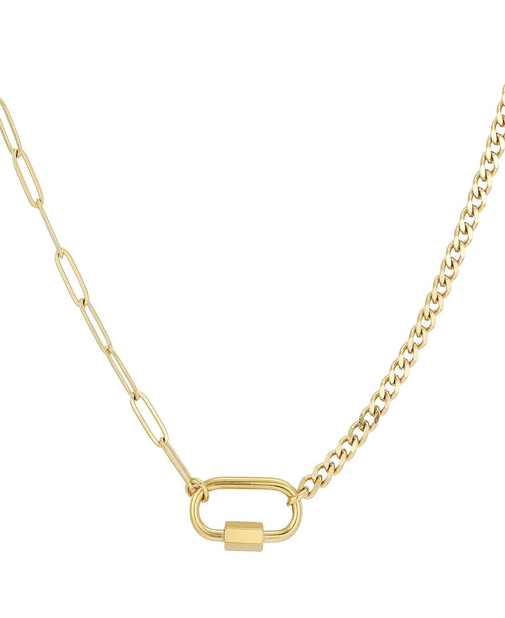 ADORNIA Цепочка-ожерелье Paperclip с карабином Gold Carabiner Lock