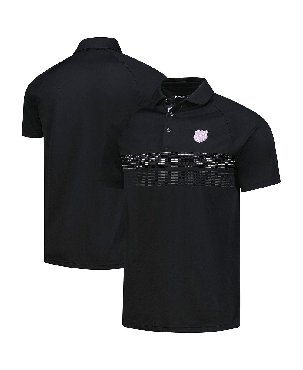 LevelWear Men's Black NHL Hockey Fights Cancer Draft Day Mason Polo Shirt