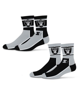 Starter Men's and Women's 2-Pack Black/Silver Las Vegas Raiders Double Color Block Mid-Crew Socks