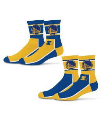Starter Мужские и женские носки Double Color Block Mid-Crew, набор из 2 шт., Royal/Gold Golden State Warriors