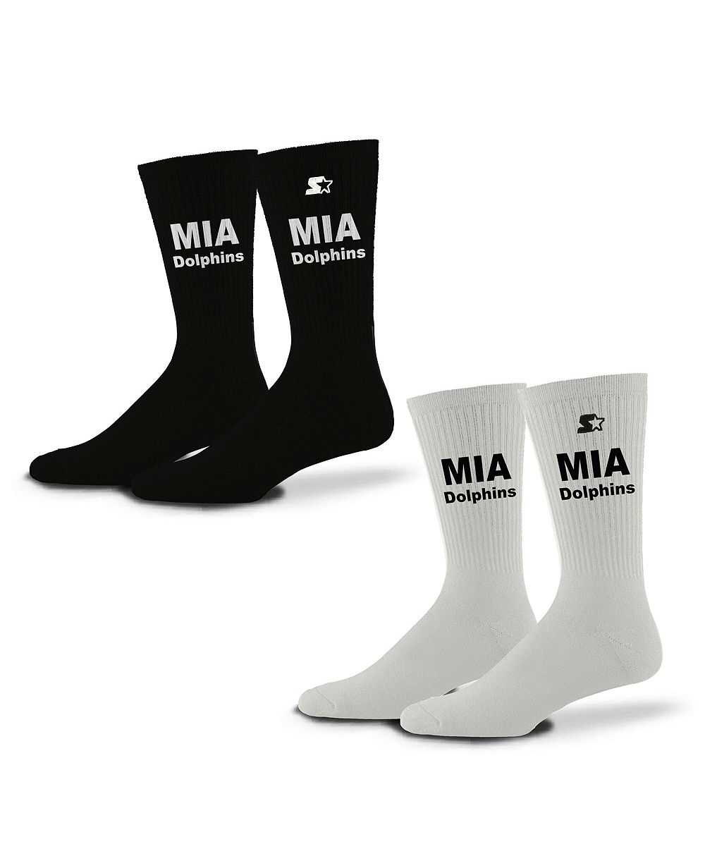 Носки Starter Men's and Women's 2-Pack Black/White Miami Dolphins Assist