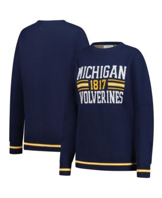 Uscape Apparel Men's and Women's Navy Michigan Wolverines Renew Knit Vintage Retro Sweater
