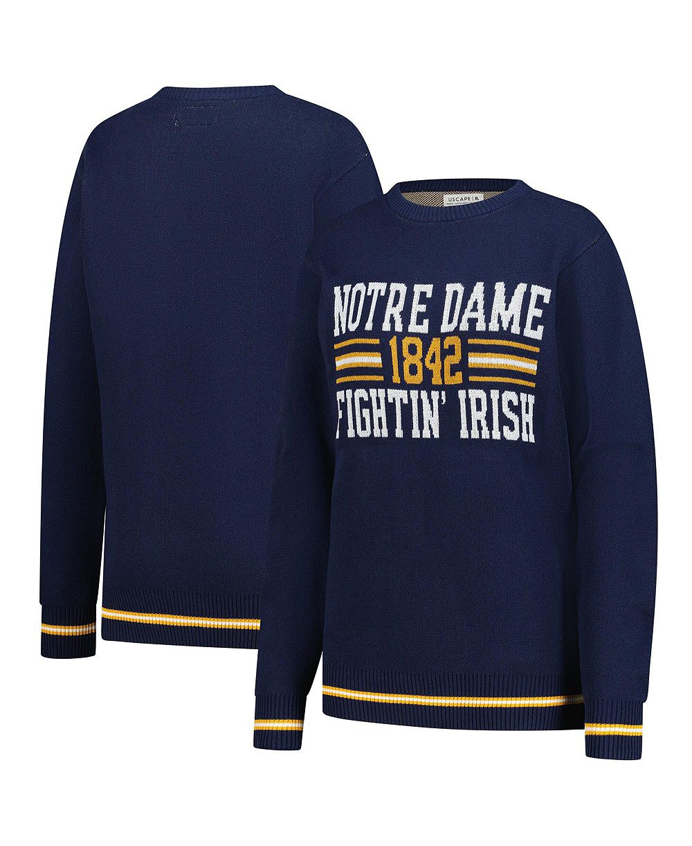 Uscape Apparel Men's and Women's Navy Notre Dame Fighting Irish Renew Knit Vintage Retro Sweater