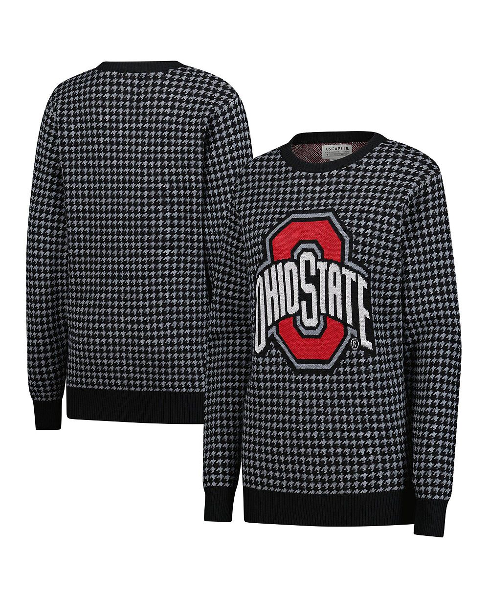 Мужской и женский свитер Uscape Apparel Black Ohio State Buckeyes Renew Knit Vintage Houndstooth Sweater