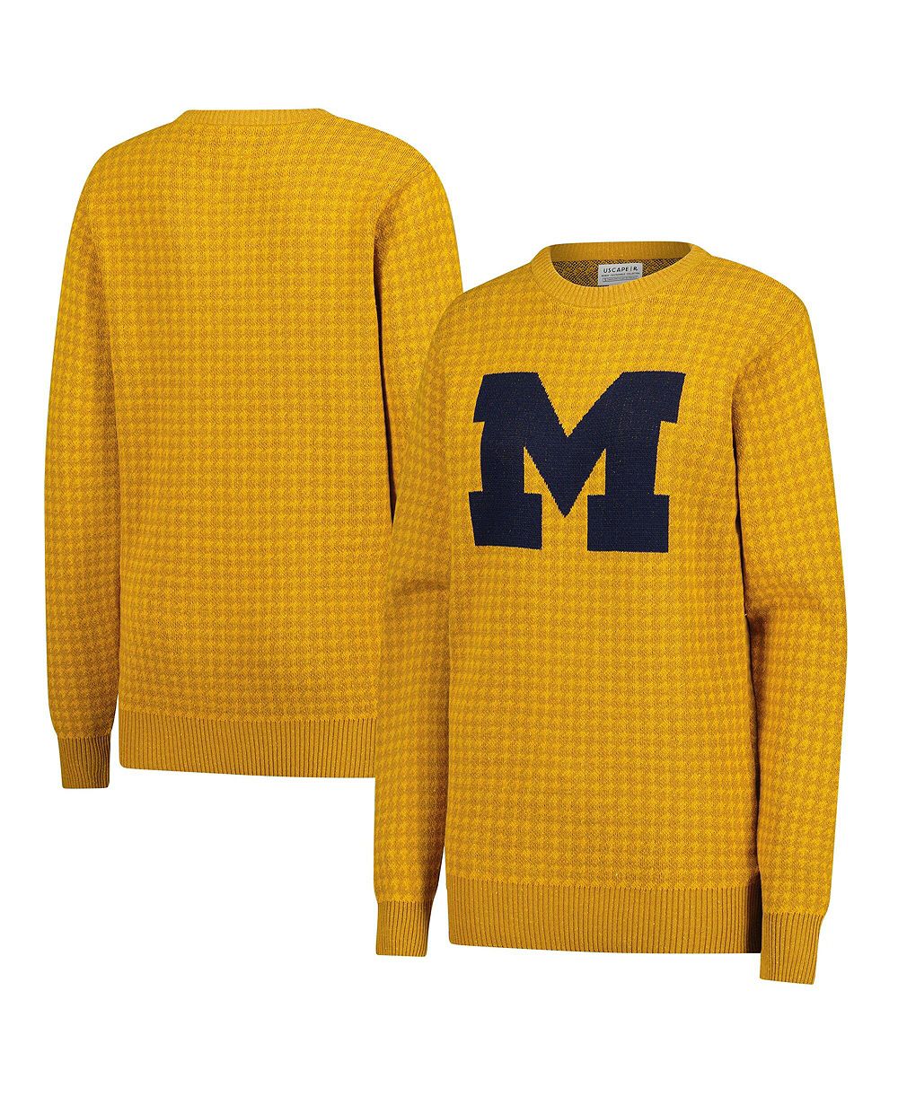 Свитер Uscape Apparel Men's and Women's Maize Michigan Wolverines Renew Knit Vintage Houndstooth