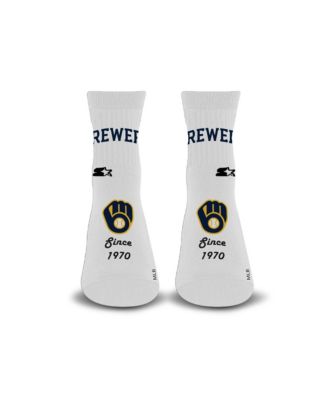 Мужские и женские носки Starter White Milwaukee Brewers Established Stencil Quarter