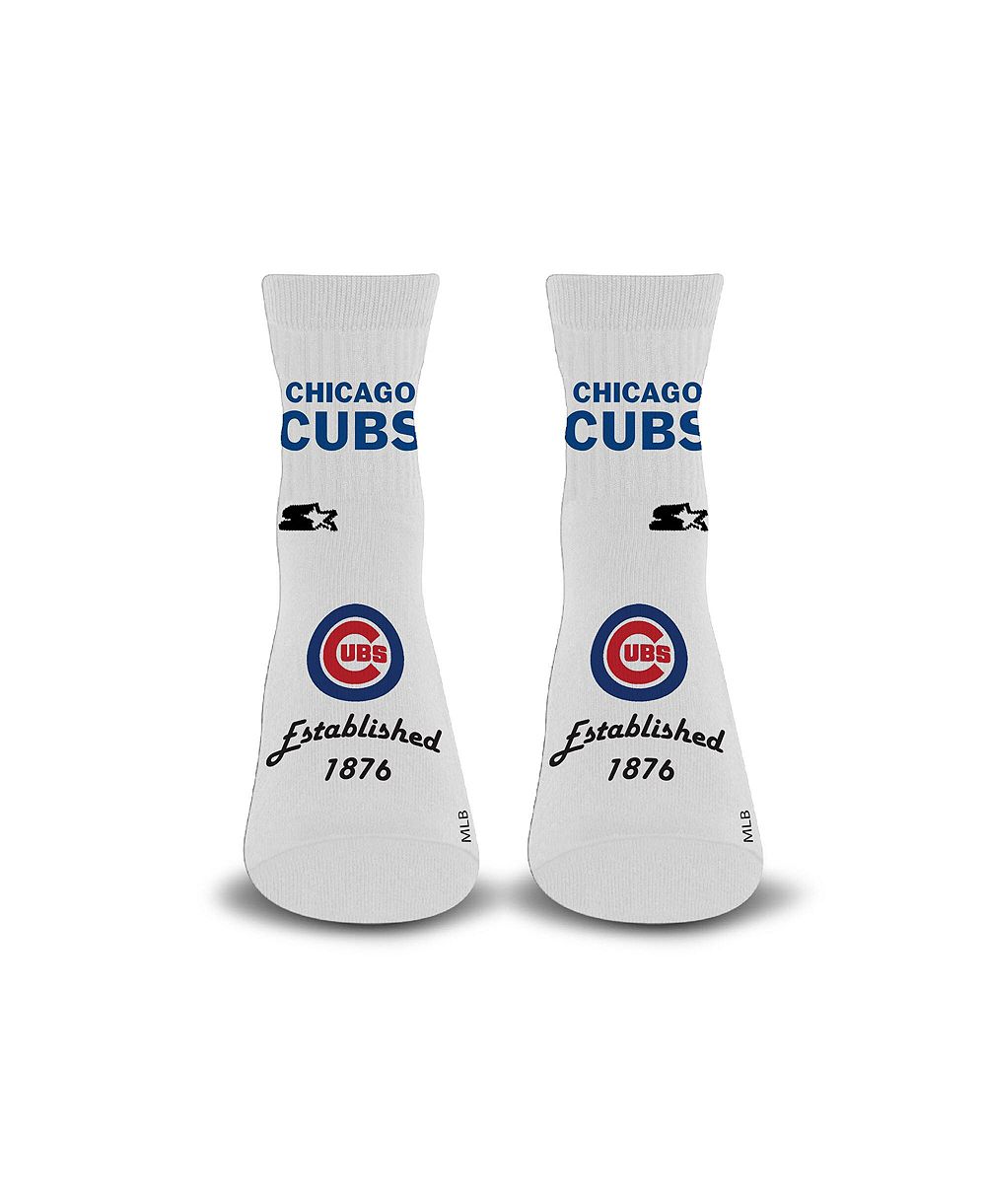 Starter Men's and Women's White Chicago Cubs Established Stencil Quarter Socks