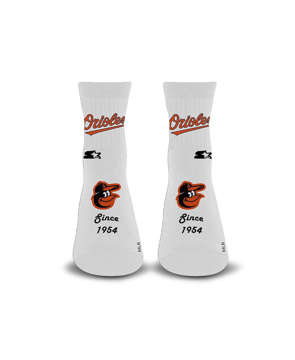 Starter Men's and Women's White Baltimore Orioles Established Stencil Quarter Socks