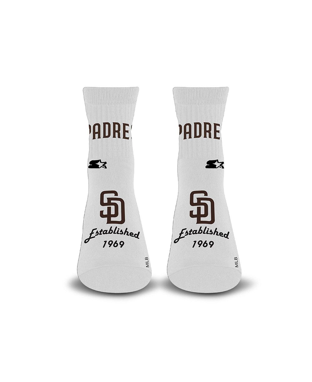 Starter Men's and Women's White San Diego Padres Established Stencil Quarter Socks