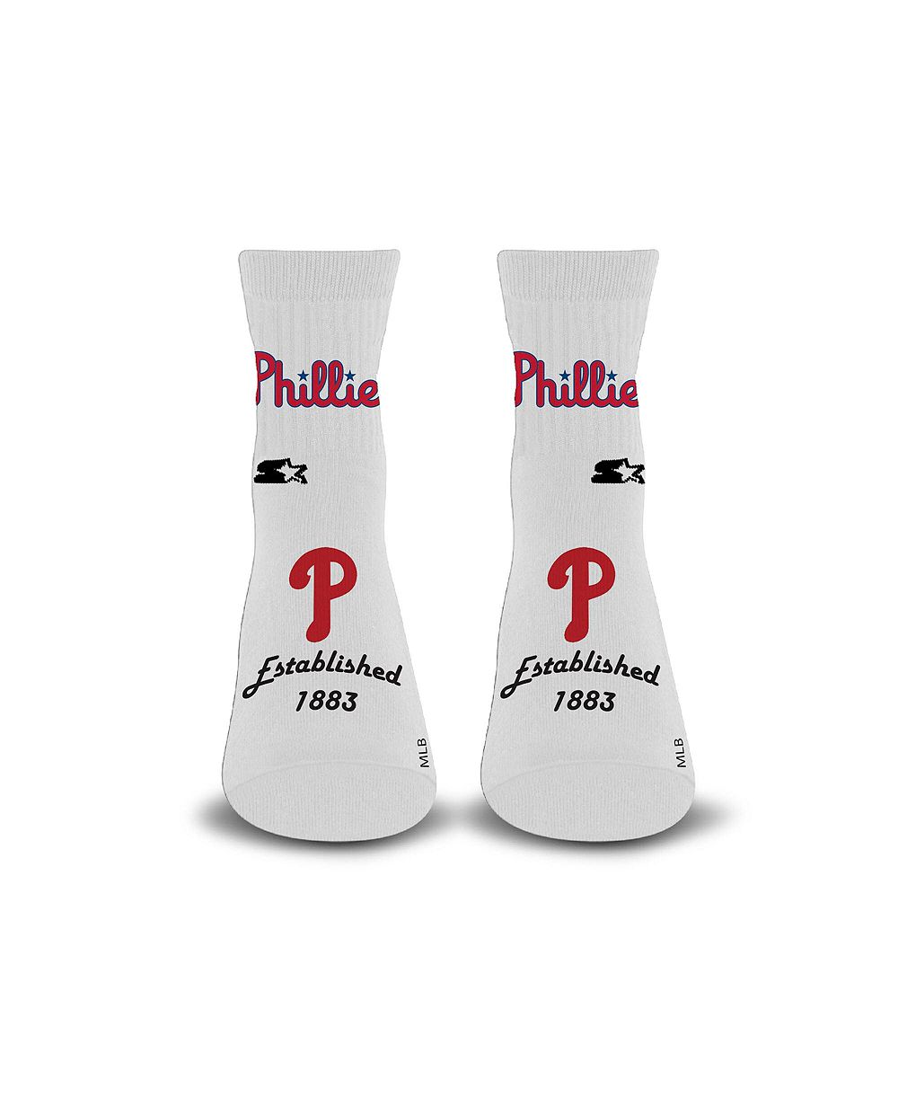 Starter Men's and Women's White Philadelphia Phillies Established Stencil Quarter Socks