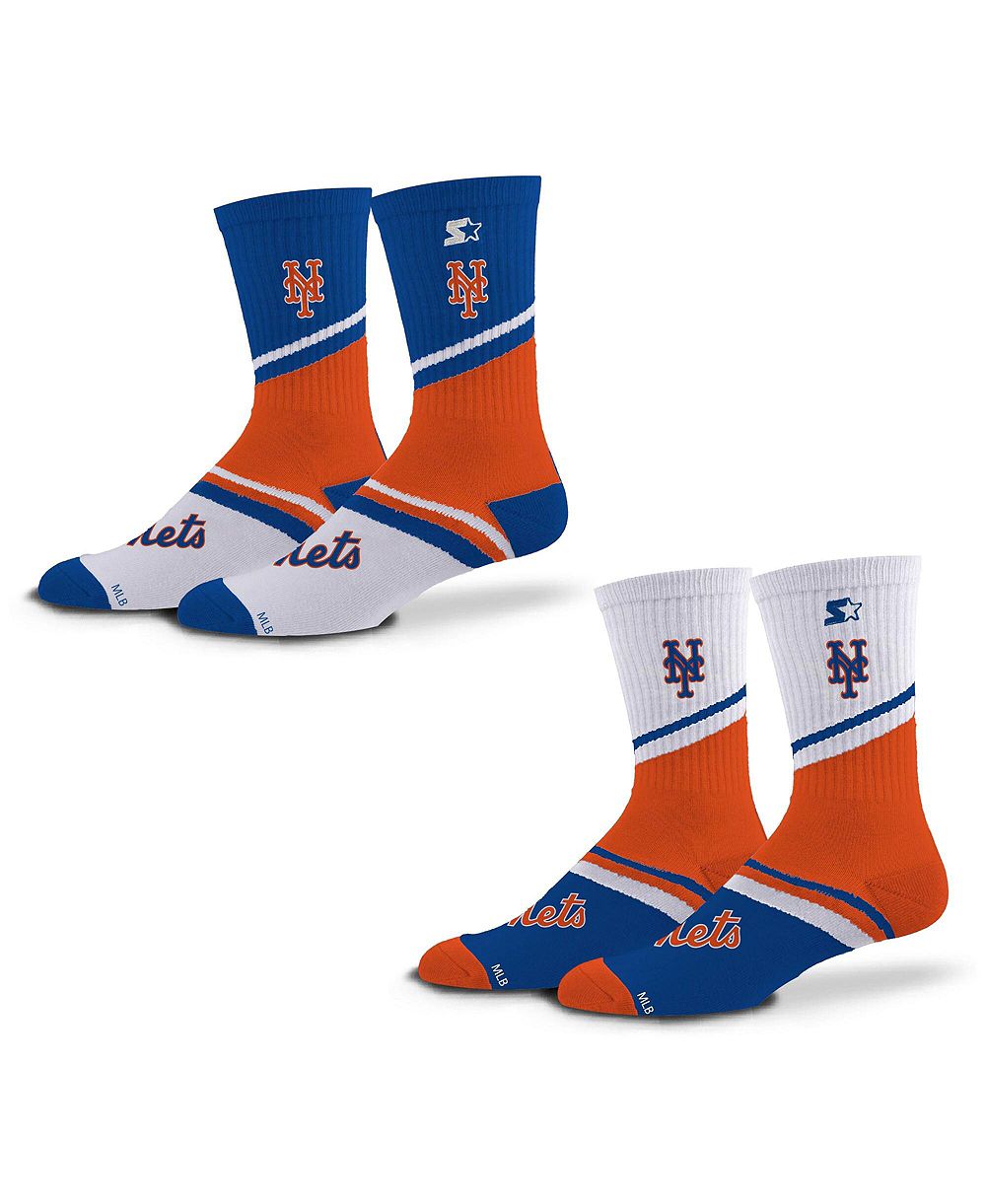 Мужская и женская упаковка из 2 пар носков Starter Royal/Orange New York Mets Old School Crew