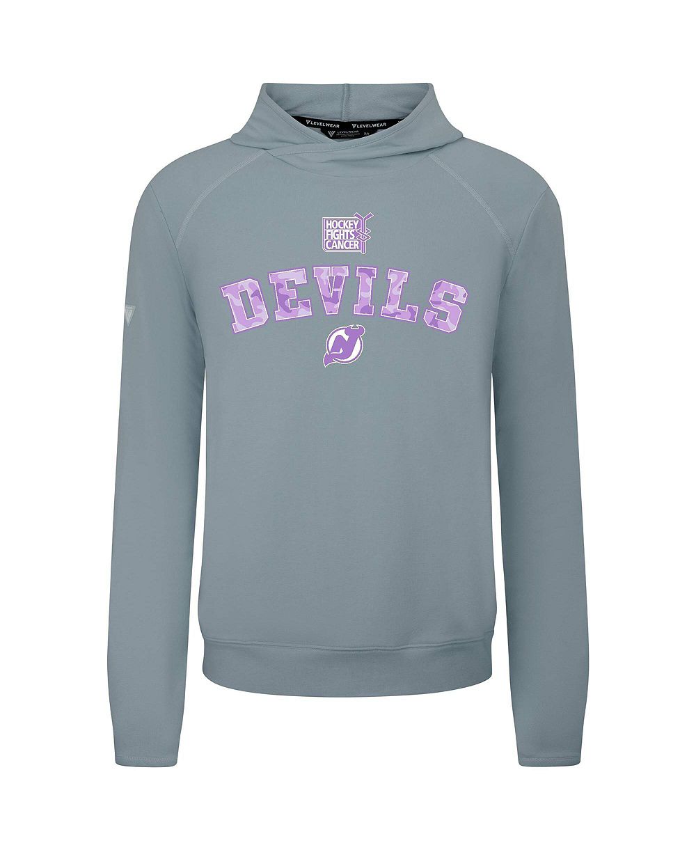Мужское худи LevelWear серого цвета с логотипом New Jersey Devils Hockey Fights Cancer