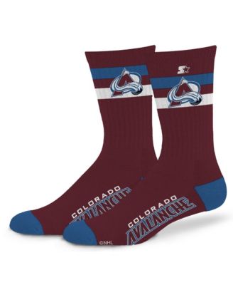 Мужские и женские носки Starter Colorado Avalanche Team Color Two-Stripe Crew