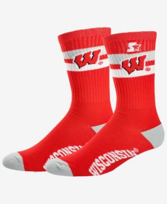Starter Мужские и Женские носки Wisconsin Badgers Team Color с двумя полосками