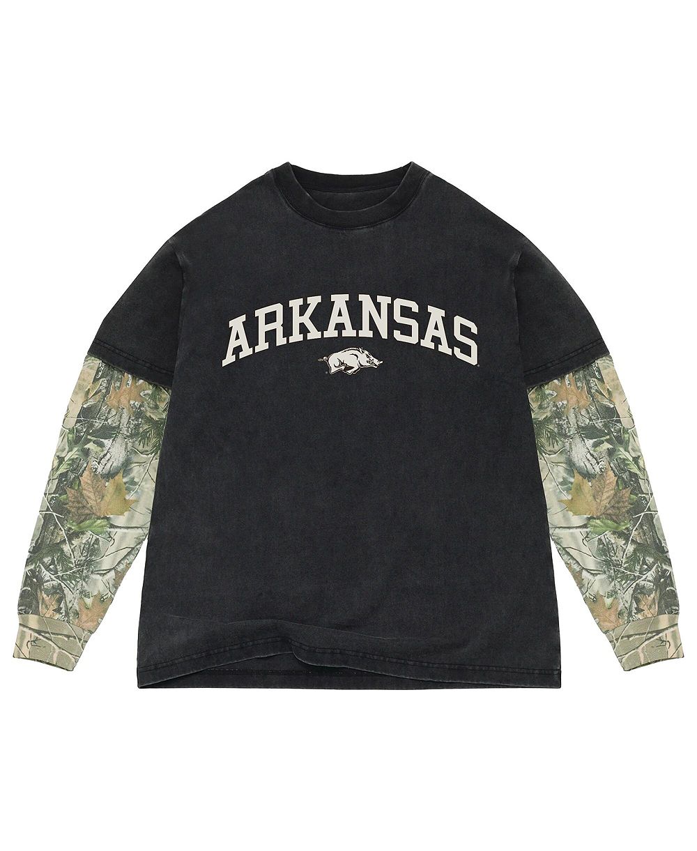 Uscape Apparel Men's Black/Camo Arkansas Razorbacks Back Bay Twofer Heavyweight Long Sleeve T-Shirt