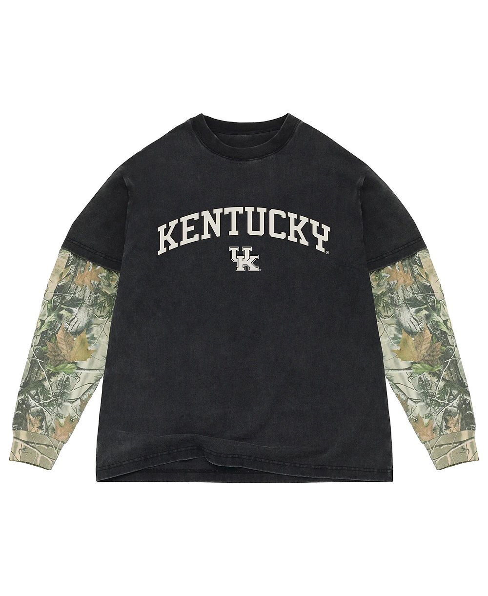 Uscape Apparel Men's Black/Camo Kentucky Wildcats Back Bay Twofer Heavyweight Long Sleeve T-Shirt