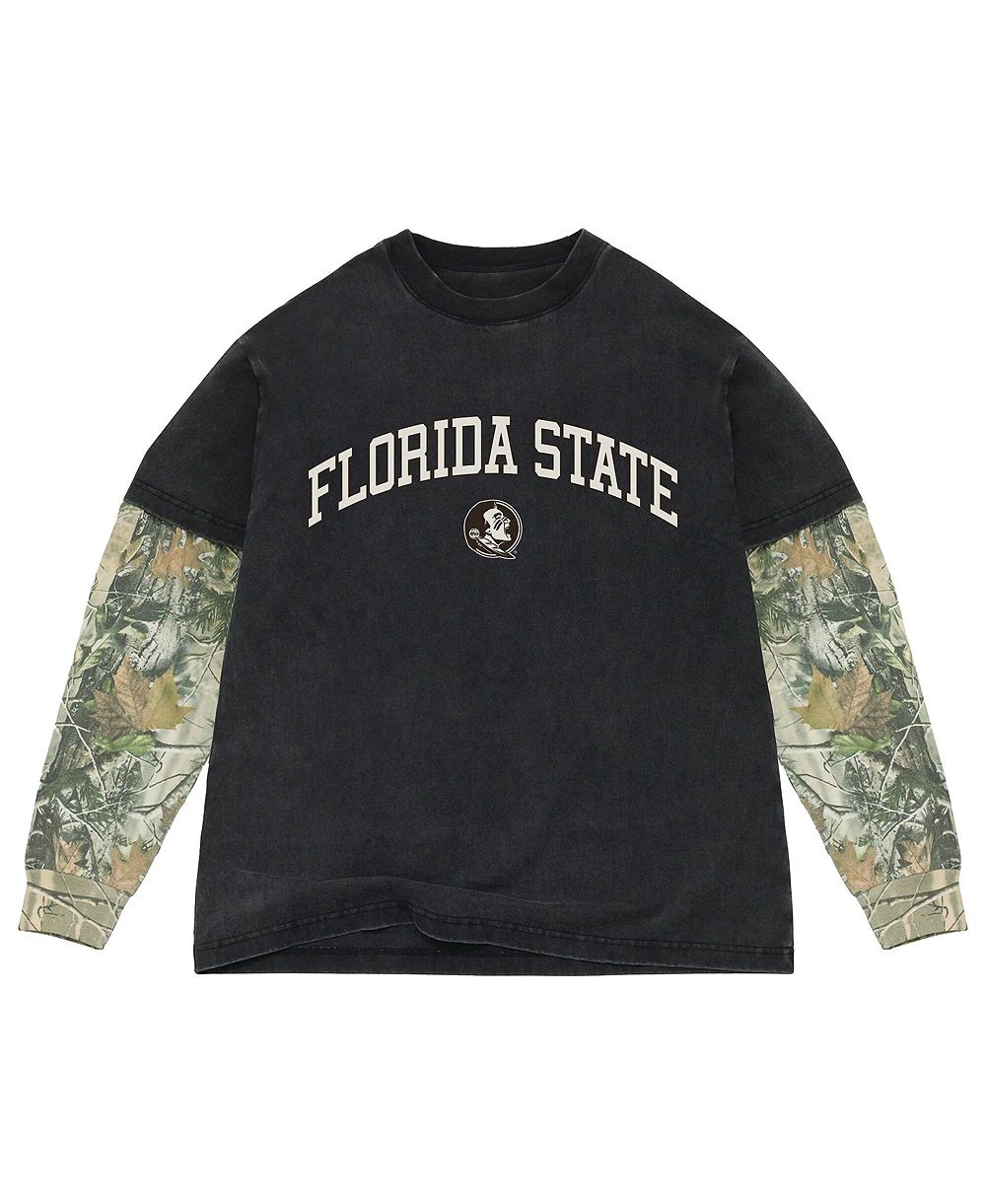 Uscape Apparel Men's Black/Camo Florida State Seminoles Back Bay Twofer Heavyweight Long Sleeve T-Shirt