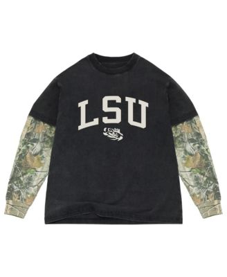 Uscape Apparel Men's Black/Camo LSU Tigers Back Bay Twofer Heavyweight Long Sleeve T-Shirt