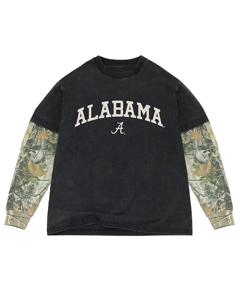 Uscape Apparel Men's Black/Camo Alabama Crimson Tide Back Bay Twofer Heavyweight Long Sleeve T-Shirt