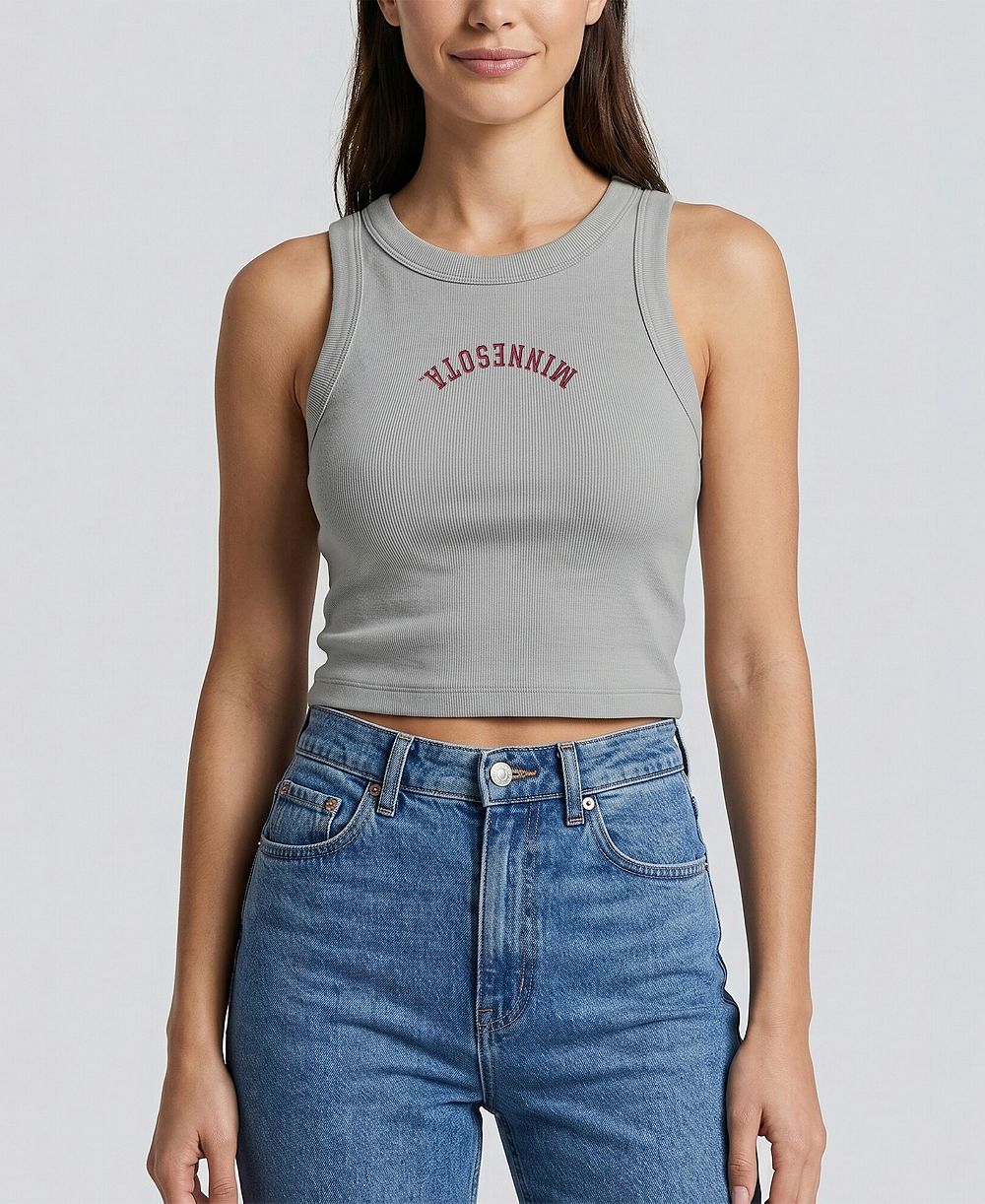 Женский укороченный топ Uscape Apparel Minnesota Golden Gophers, серый, в рубчик
