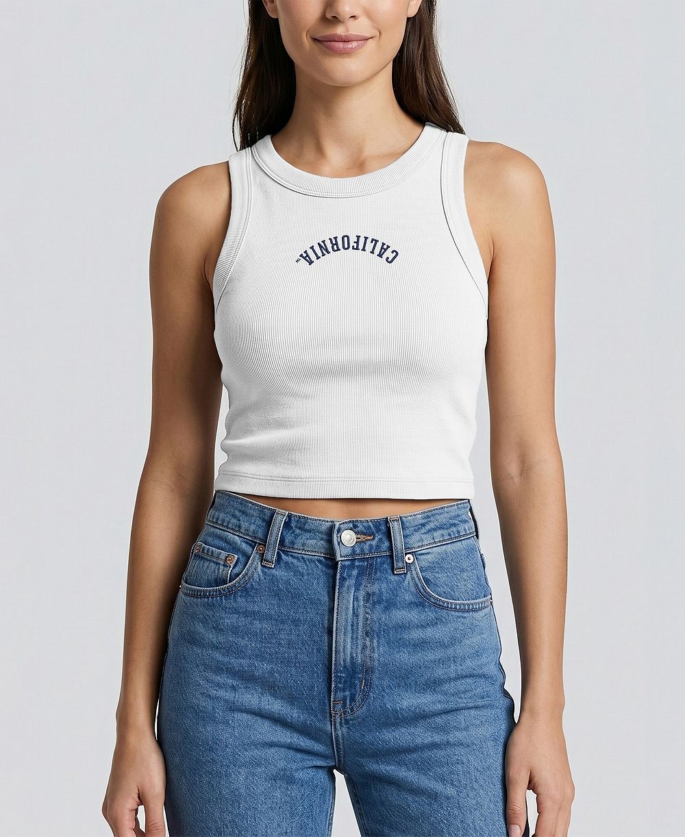 Uscape Apparel Женский белый укороченный топ в рубчик с вышивкой Cal Bears