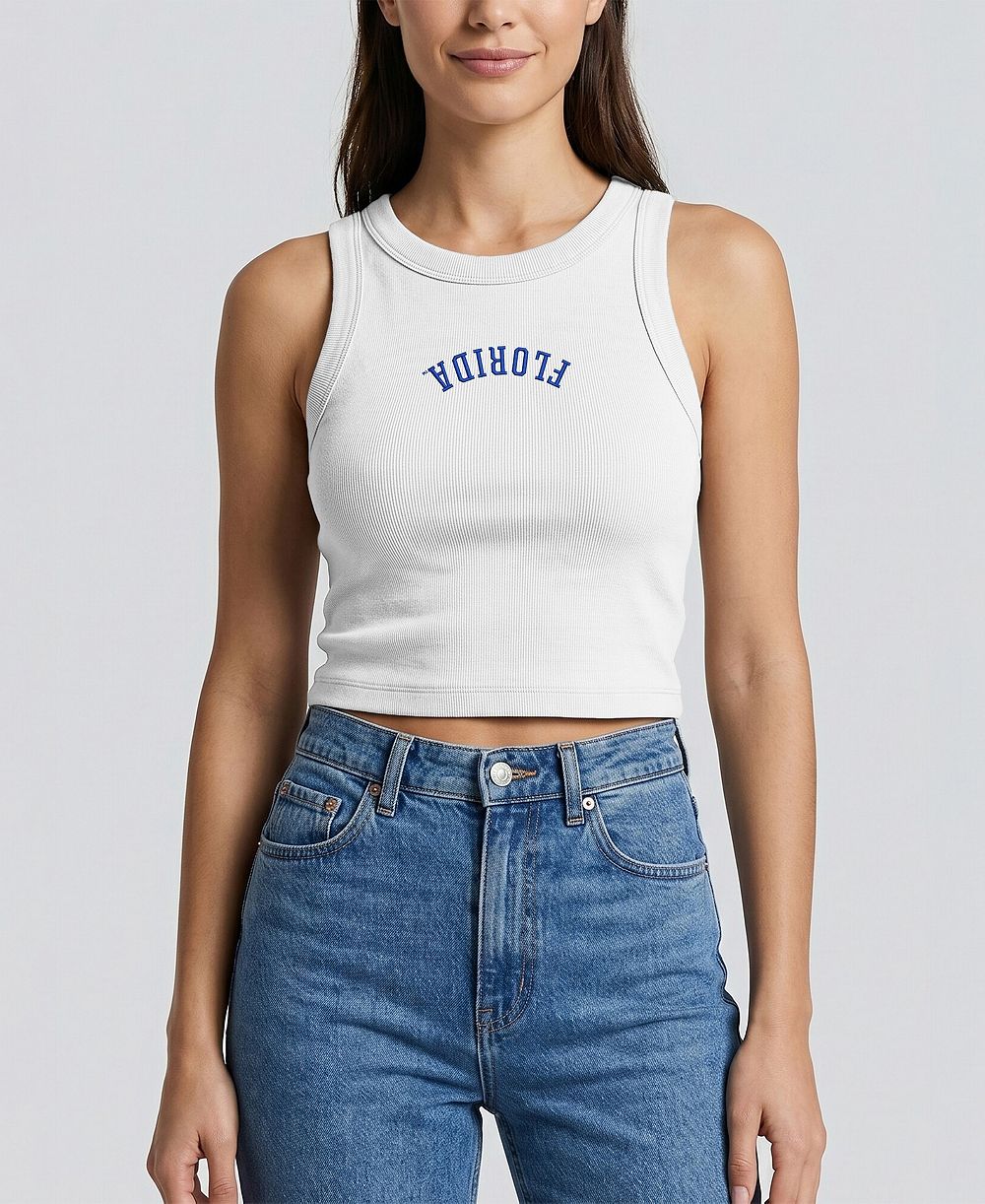 Женский укороченный топ Uscape Apparel White Florida Gators с вышивкой и в рубчик