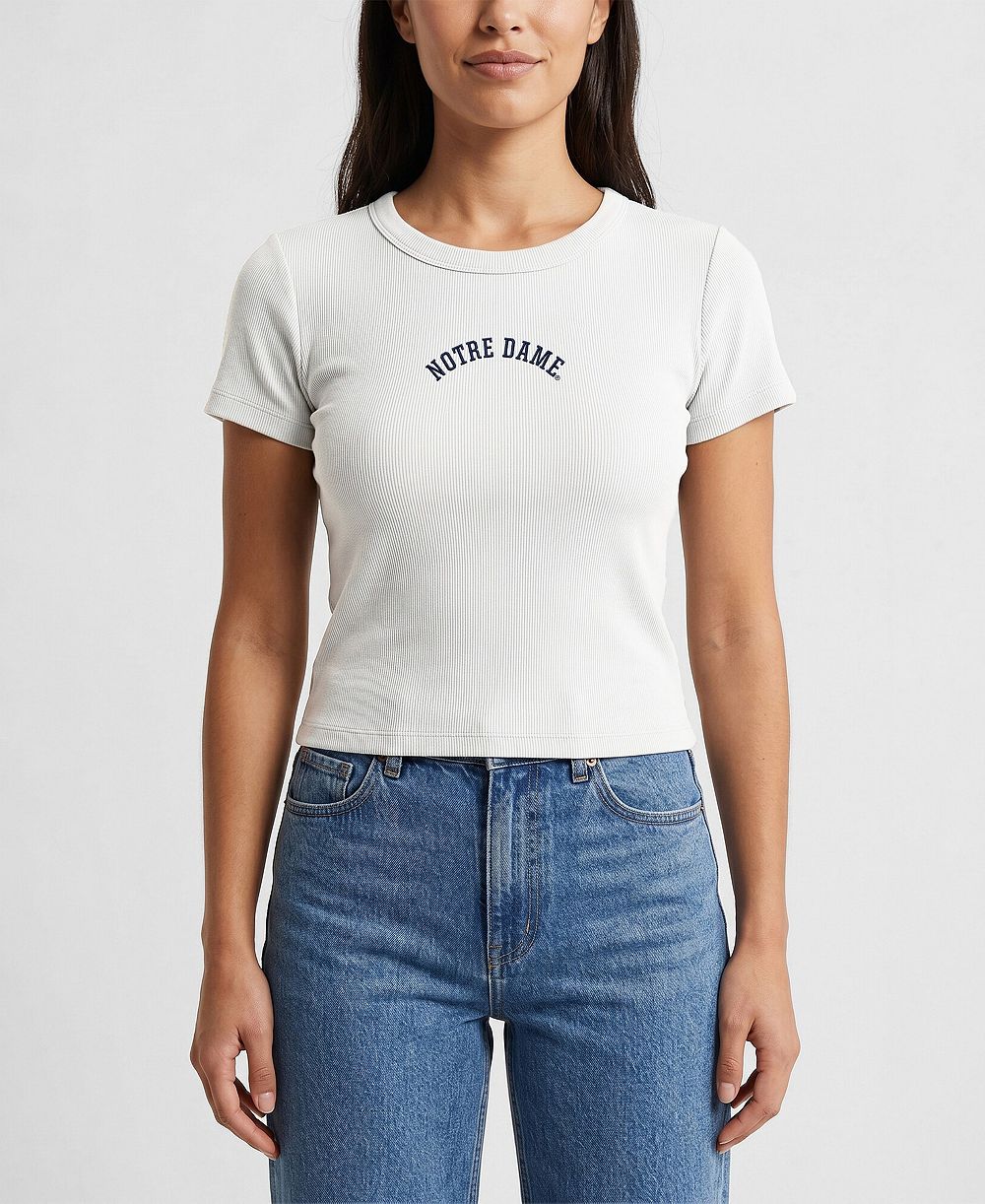 Uscape Apparel футболка женская белая с вышивкой Notre Dame Fighting Irish
