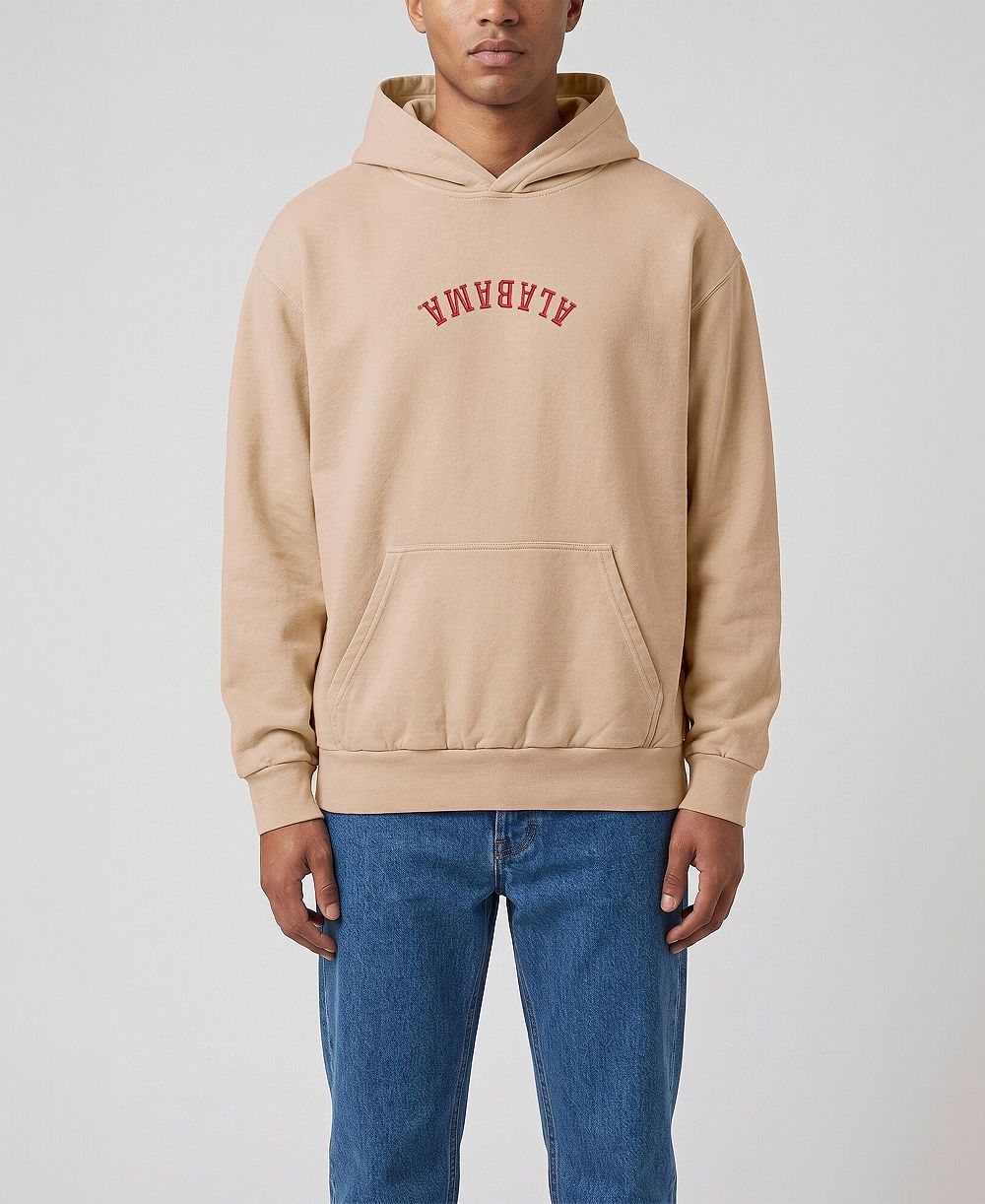 Мужское худи Uscape Apparel Tan Alabama Crimson Tide Upside Down Embroidered Vintage Heavyweight