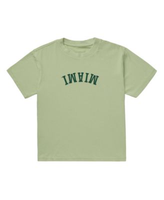 Uscape Apparel Men's Green Miami Hurricanes Upside Down Embroidered Vintage Heavyweight T-Shirt