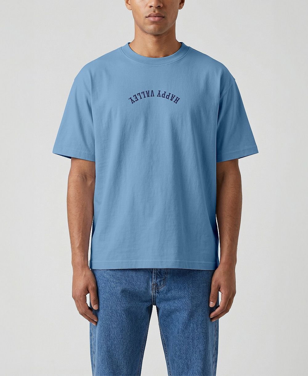 Uscape Apparel Men's Light Blue Penn State Nittany Lions Upside Down Embroidered Vintage Heavyweight T-Shirt
